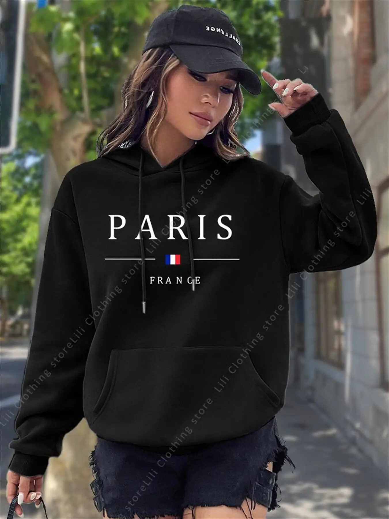 PARIS Graphic Letter Hoodies W - огляд і ціна Winter Clothing Drawing
